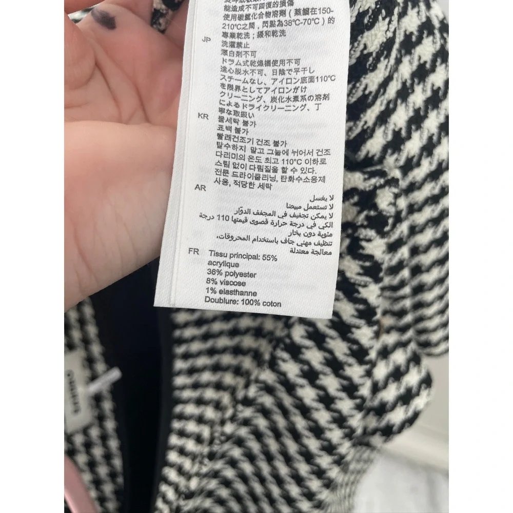 Sandro Charlotte Houndstooth Black and White Tweed Mini Dress 38 US 6 - Picture 10 of 11